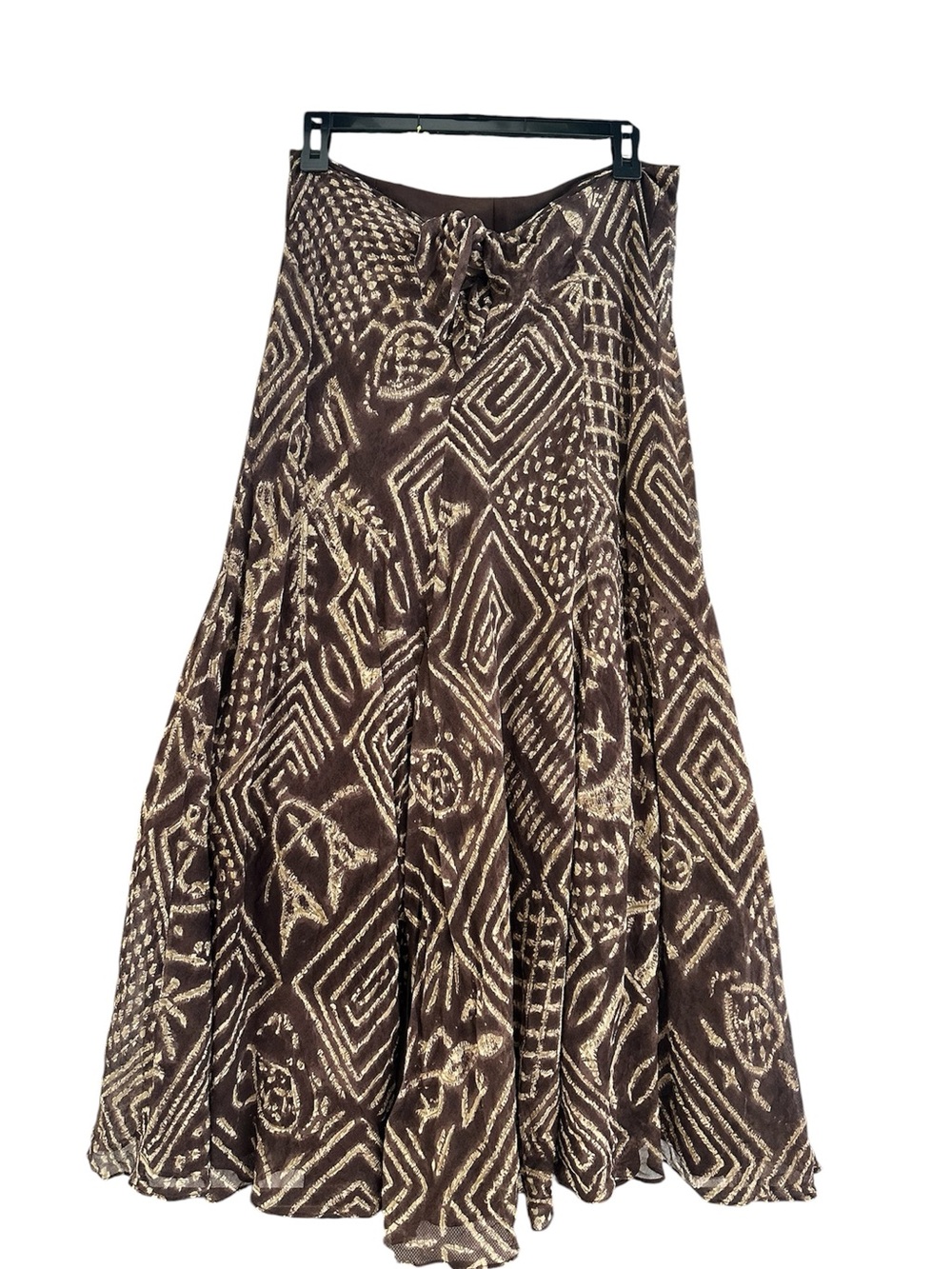 Vintage Lauren Ralph Lauren 100% Silk Geometric Print A-Line Skirt Size 12